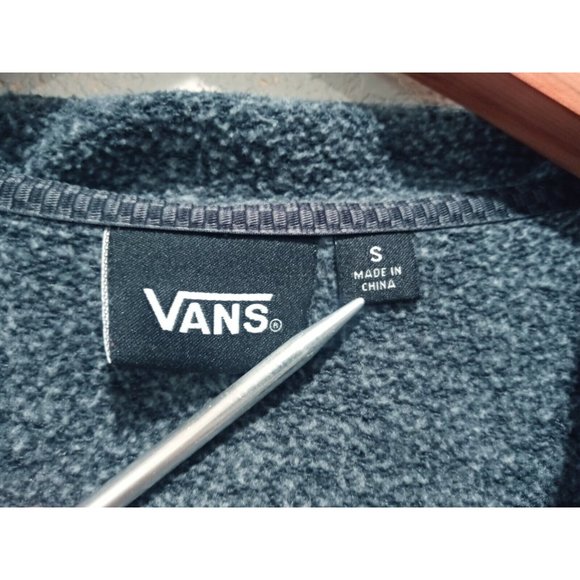 Vans Men’s Full Zip Hoodie Embroidered Logo Black Heather Off The Wall Small - Picture 9 of 12